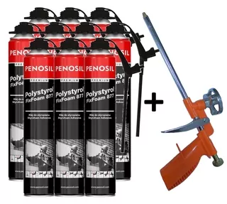 Montážna pena PUR - 10x polystyrénu pre nanášanie lepidla + Steel Gun