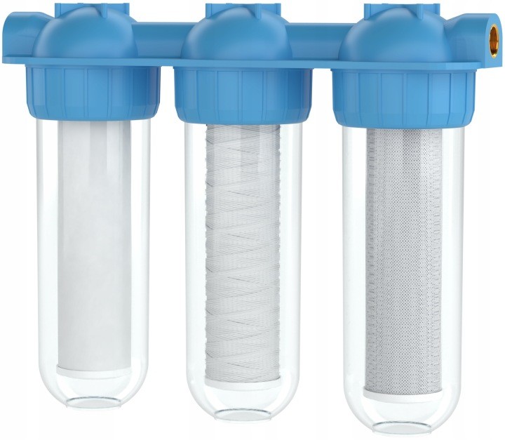 Trojstupňový filter Wessper TripleMax 1″ s tromi 10″ vložkami