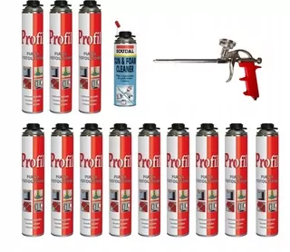 Montážna pena PUR - 12x Soudal Foam Profile + čistič + Gun