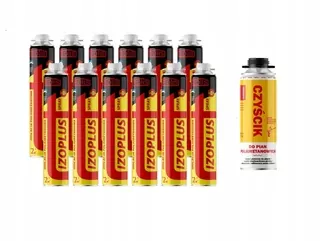 Montážna pena PUR - 12x polyuretánová pena Izoplus 900ml + čistý