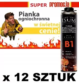 Montážna pena PUR - 12xPianka Oheň Oheň Požiarna B1 ISUM