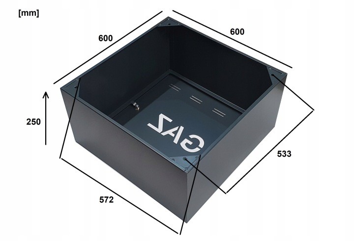 Plynová skrinka Km Express 600 × 600 × 250 mm, antracit RAL 7016, ľavé dvierka