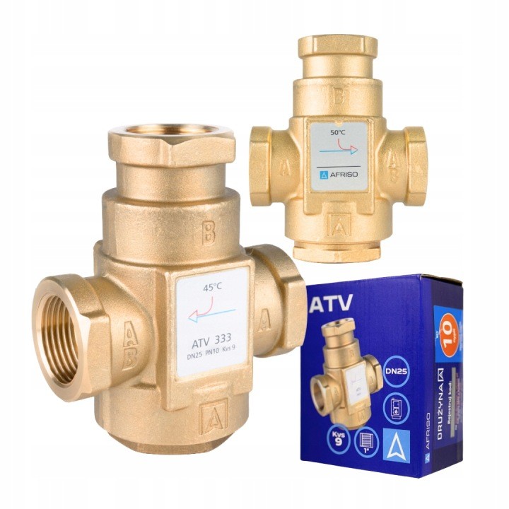 Termostatický ventil Afriso ATV 333 DN25 na spiatočku kotla, 45 °C