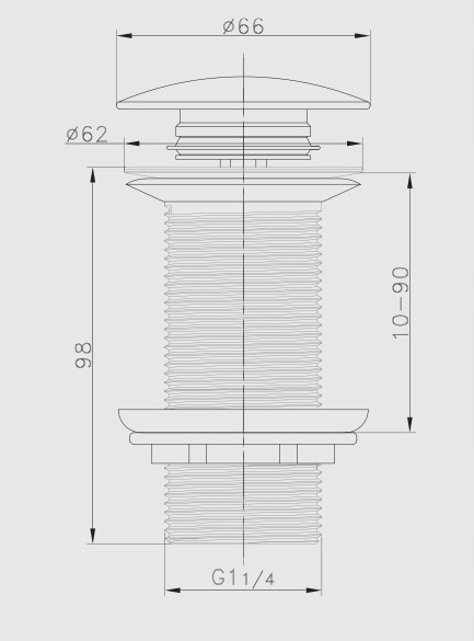 Chrómová výpusť DURO 2503 klik-klak bez prepadu, závitová časť 98 mm