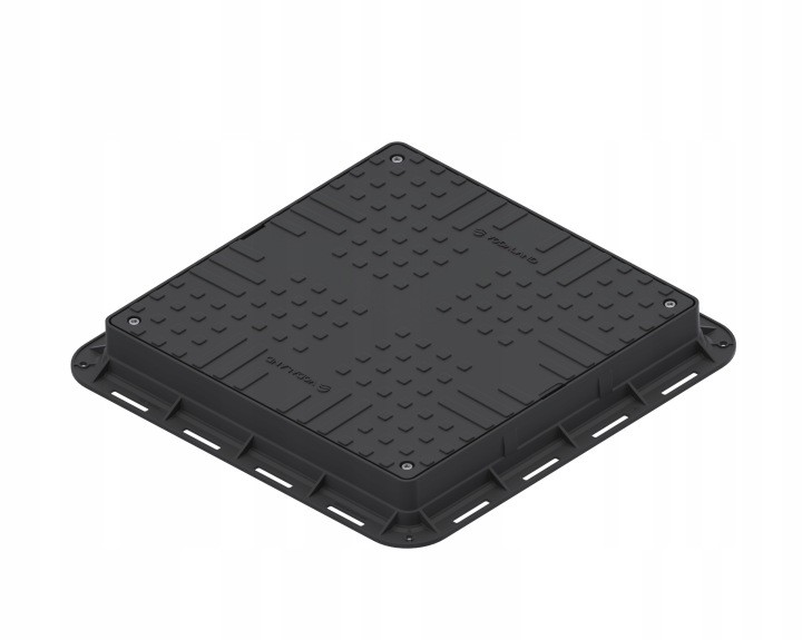 Štvorcový revízny poklop VODALAND 35487-20, čierny PP, 700 × 700 mm, A15