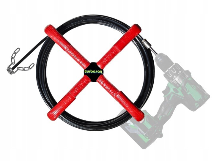 Rotačný čistič odtokov TURBOSAN 40, 10 m, 2 hlavy pre rúry 40–75 mm