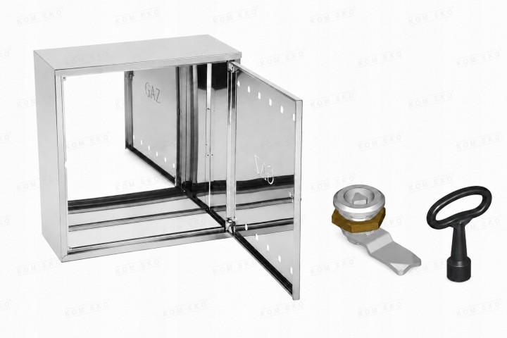Plynová skrinka KOM EKO 001 z nehrdzavejúcej ocele 600 × 600 × 250 mm so zadnou stenou