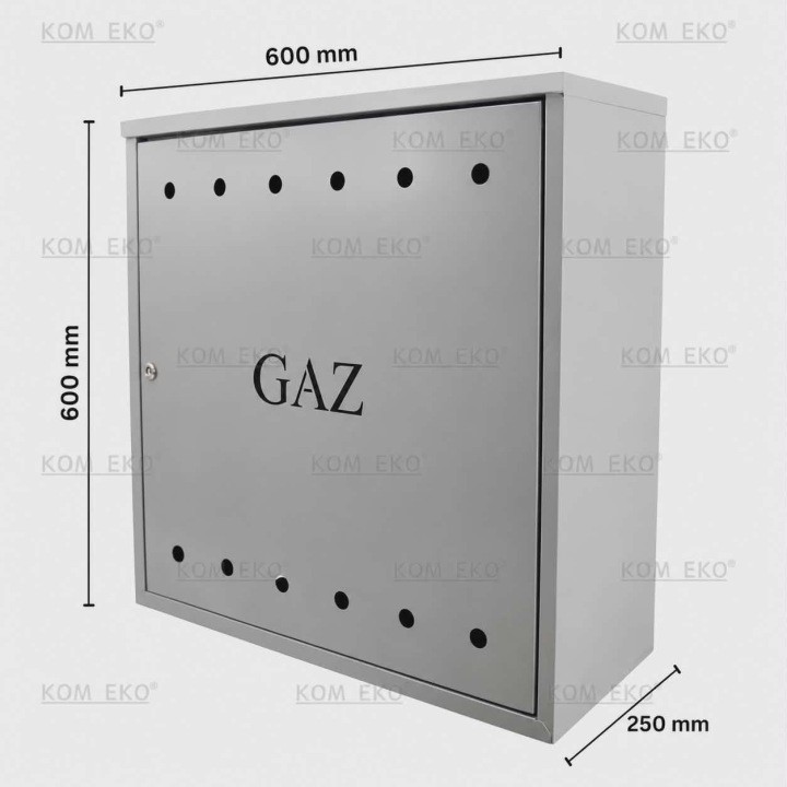 Plynová skrinka KOM EKO 001 z nehrdzavejúcej ocele 600 × 600 × 250 mm so zadnou stenou