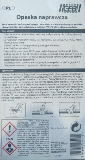 Opravná bandáž GEB na potrubie 1,5 m × 5 cm, 2 kusy