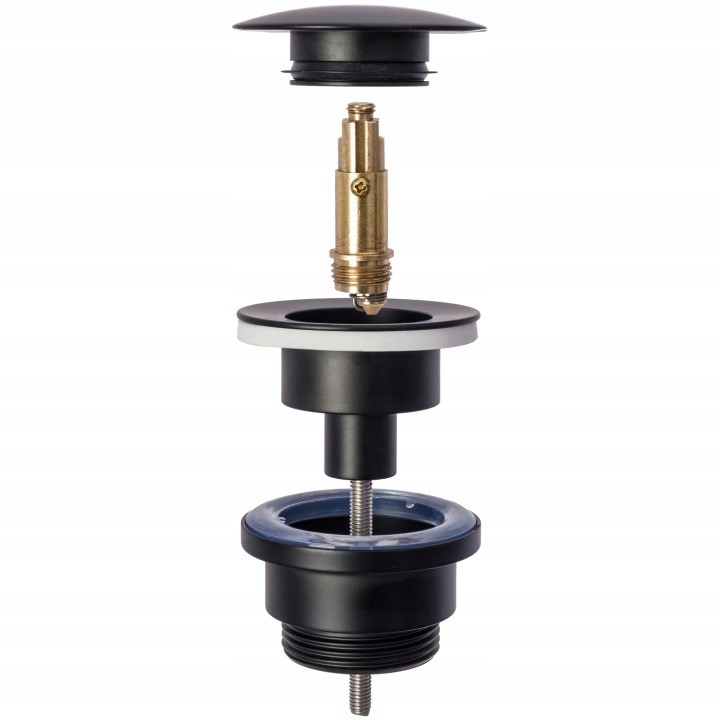 Čierna umývadlová výpusť Rea REA-A5216 klik-klak pre otvor 45 mm