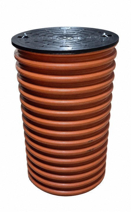 Drenážna revízna šachta 315 mm s poklopom, PP rúra dlhá 100 cm