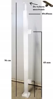 BIELY stĺpik 40 x 40 maľovaný sklom v odtieňoch RAL