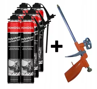 Montážna pena PUR - 6x polystyrénu lepiacou + Steel Gun + aplikátor