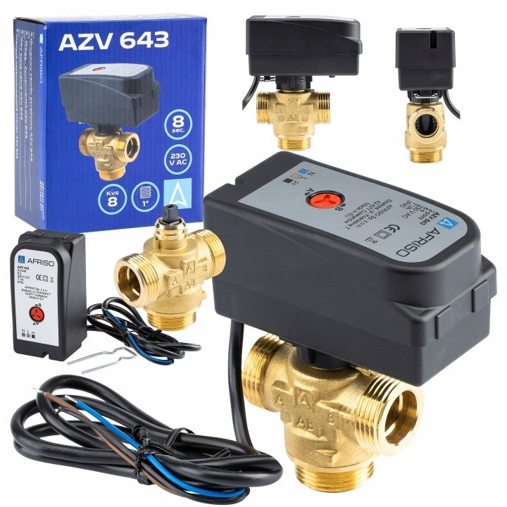 Trojcestný zónový ventil Afriso AZV 643 DN20 G1″, Kvs 8 m³/h