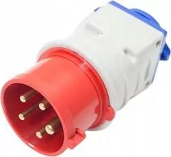 Redukcia adaptéra IP44 wt.16 A/400 V 3P+N+Z + gn. 16 A/250 V 2P+Z 605 TAREL