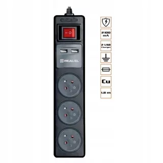 Predlžovací kábel - Proti prepätiu pás 3 sloty + 2xUSB obchod