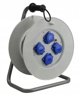 Prázdny bubon rozbočovač na predlžovací kábel 4 zásuvky s klapkami 2P+Z IP44 ⌀340mm