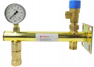 Konzola poistný ventil 6 bar manometer s uzatváracím ventilom 10 bar rýchlospojka 3/4
