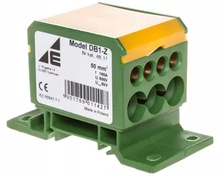 Rozvádzač 2 × 4-50mm2 + 3 × 2,5-25mm2+ 4 × 2.5-16mm2 žltozelený DB1-Z 48.17