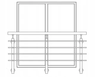 Zábradlie francúzske - OKNO 180cm, fi42,4/4x fi12mm, AISI 304, brúsený, nerez
