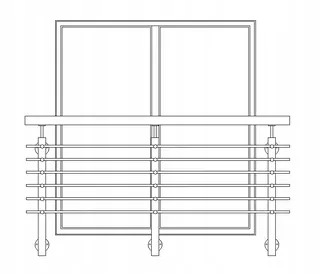 Zábradlie francúzske - OKNO 210cm, fi42,4/6x fi12mm, AISI 304, brúsený, nerez