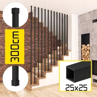 Balustráda SUPPORT FITTING BLACK RAL 25x25 300cm