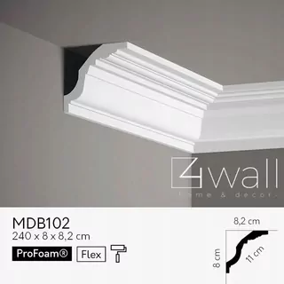 Biela stropná lišta MDB102 8,2 cm ODOLNÁ MARDOM