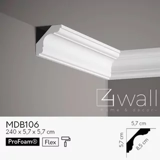 Biela stropná lišta MDB106 5,7 cm
