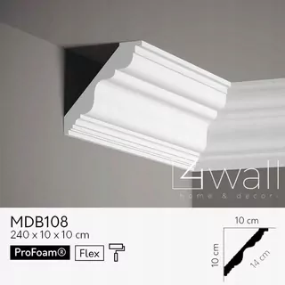 Biela stropná lišta MDB108 10 cm