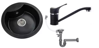 Žula drevík 1 komorárny bez odtokov + baterie black čierna +