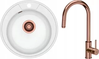 Drez Danny 210 GraniteQ + sifón s odtokovou rúrkou 3,5" SteelQ PVD