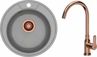 Drez Danny 210 GraniteQ + sifón s odtokovou rúrkou 3,5" SteelQ PVD
