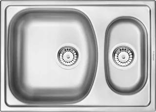Deante Xylo oceľový drez s 1,5-komorovým výpustom s odtokovou rúrkou 620 × 440 mm satén