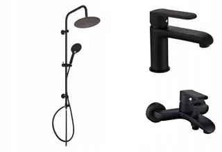 Strojček na prípravanie čierny + vaňová bateria siros + umývací kryt siros čierna invena