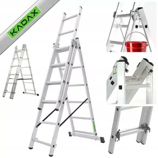 KADAX rebrík 3,98 m hliníkový 3 x 6 do 150 kg
