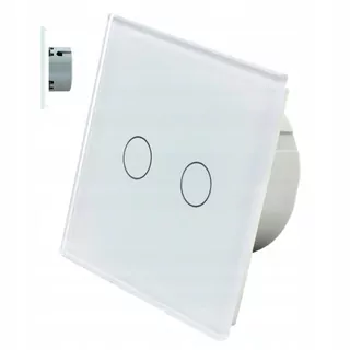 Sklenený biely dvojitý vypínač (dotykový) Livolo VL-C702-61