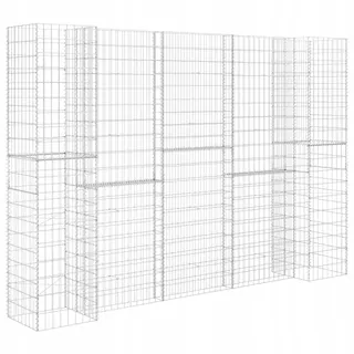 Gabiónový kvetináč tvaru H, oceľový drôt, 260 × 40 × 180 cm