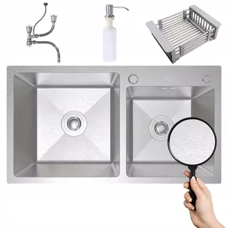 Umývadlo 78 × 43 Satin Inox + dávkovač + box