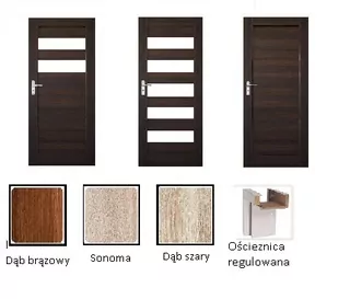 Dvere s rámom sú k dispozícii v troch farbách dyhy podobnej drevu za rovnakú cenu