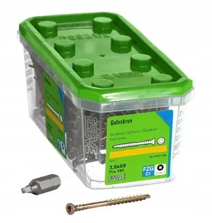 Skrutky, šróby - ESSVE skrutky 3.9 × 58mm pre drevené podlahy R1 250pcs