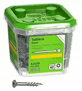 Skrutky, šróby - ESSVE skrutky 4,2x30 terasa TX20 Stainless Steel
