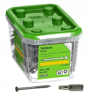Skrutky, šróby - ESSVE skrutky 4,2x55 terasa TX20 Stainless Steel