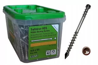 Skrutky, šróby - ESSVE terasa skrutka HDS A2 skrytá montáž 4.8x60