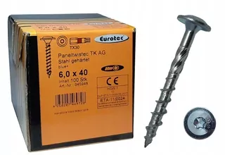 Skrutky, šróby - EUROTEC vrutmi 6x40 doska 100ks Torx