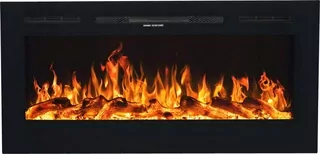 Vstavaný krb s funkciou vykurovania, elektrický Aflamo čierny 1500 W 114 x 54,4 x 14 cm
