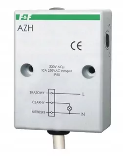 Automatický súmrakový vypínač hermetický, Un=230 V, I=10 A, pripojovací kábel 0,8m, AZH, F&F