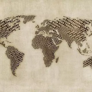 FOTOTAPETA 400 × 309 +LEPIdlo, béžová mapa sveta Nápis