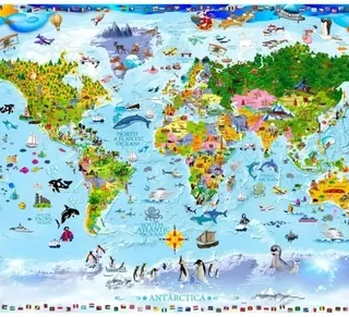 FOTOTAPETA 400 × 309 +LEPIdlo, Mapa sveta pre deti