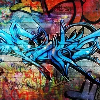 FOTOTAPETA 400 × 309 +LEPIdlo, modrý nápis Graffiti