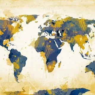 Fototapeta 400 × 309 +LEPIdlo, modro-žltá Mapa Art